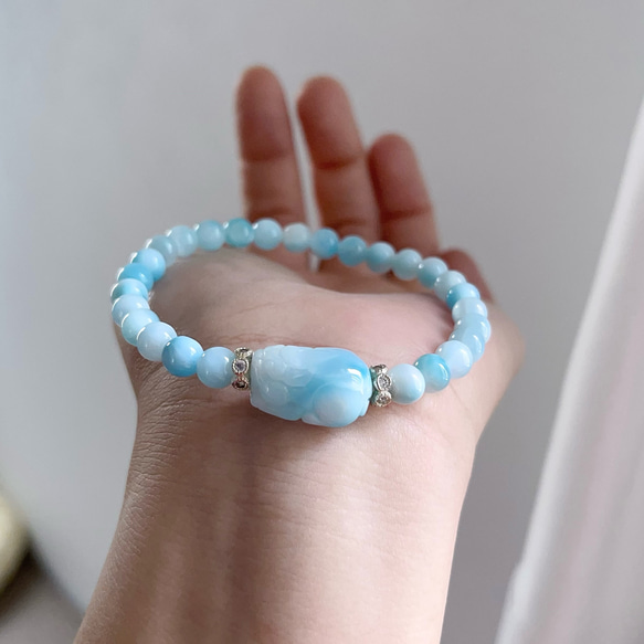 天然無処理ラリマー ブレスレット 18mm-110.8g