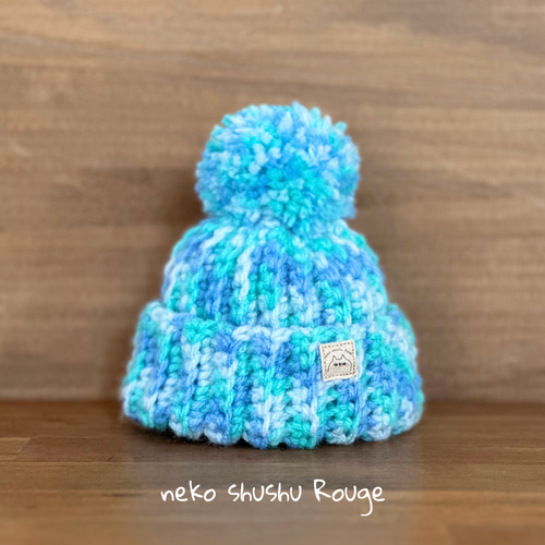 BOATHOUSECLUB】ニット帽 青色 ポンポン付き 未使用品美品 47/ポンポン