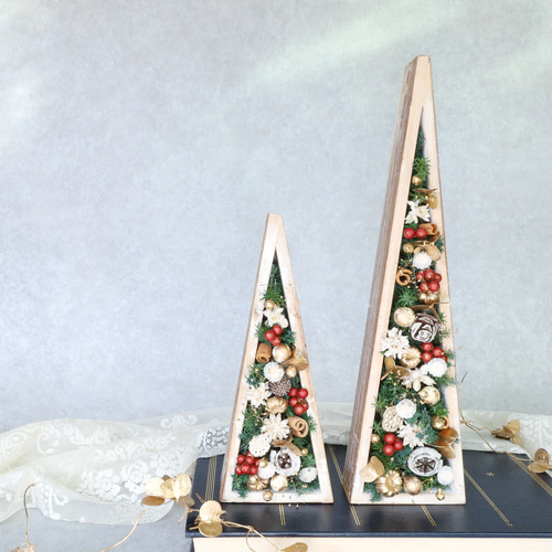 再販】さんかくクリスマスツリー＊大小set＊3way リース hanahitoki