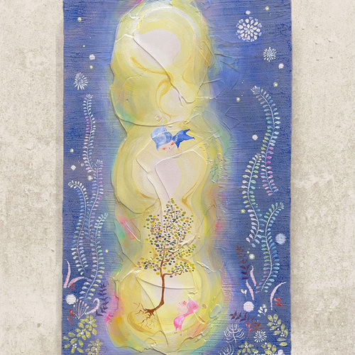 光の中で育てよう-a 【原画/木製パネルM10/アクリル画】インテリア