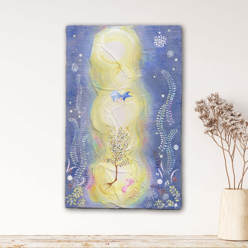 光の中で育てよう-a 【原画/木製パネルM10/アクリル画】インテリア