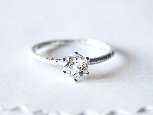 天然ホワイトトパーズリング5mm