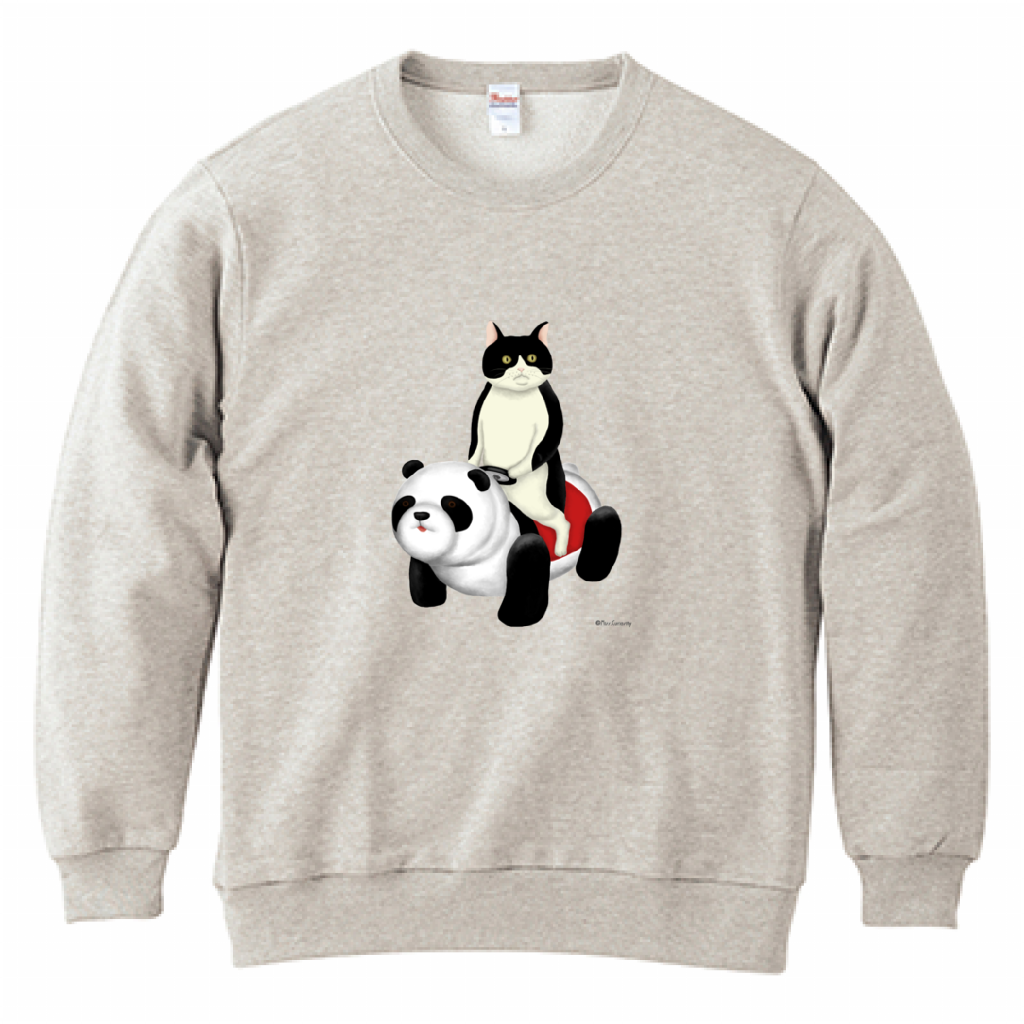 スウェット　メロディペットのパンダと白黒猫