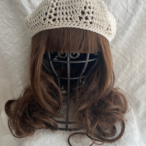 新作・受注制作＊UVコットンベレー帽＊手編み＊春＊ ベレー帽