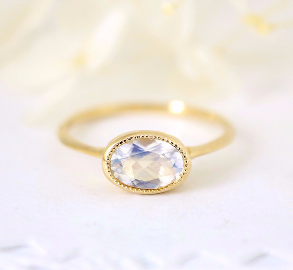 ブルームーンストーンミル打ちリング