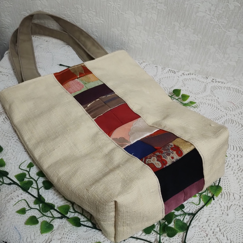 正絹帯リメイク☆パッチワーク☆縦型ショルダーバッグ☆ハンドメイド  