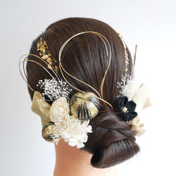 【豪華】　髪飾り　成人式　卒業式　結婚式　黒　ゴールド　シルバー　水引　つまみ 豪華】 髪飾り 成人式 卒業式 結婚式 黒 ゴールド シルバー 水引