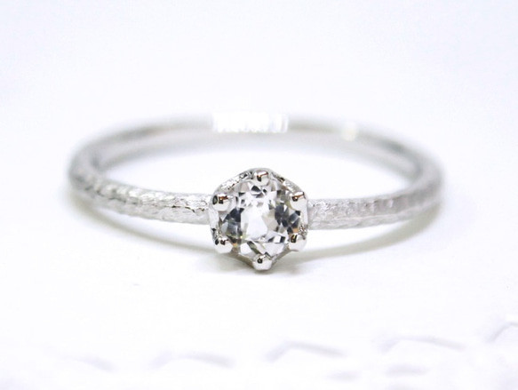 ホワイトトパーズ4mmリング