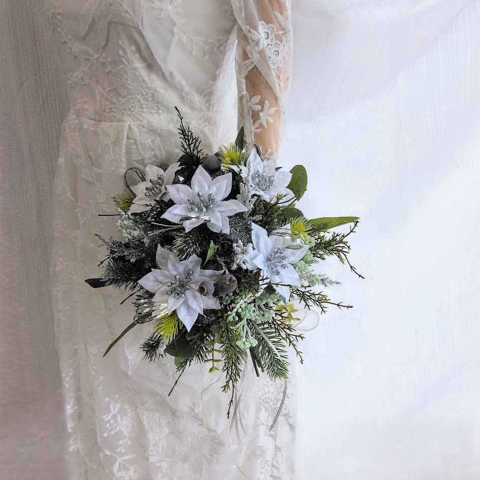 11～12月におすすめ ウィンター ウェディング ブーケ ns908 アーティフィシャルフラワー