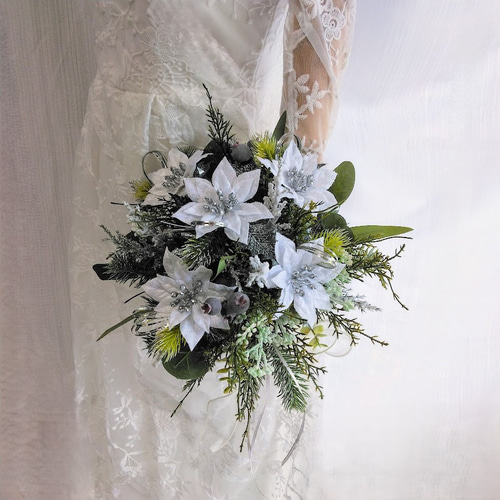アーティフィシャルフラワーブーケ　ウェディングブーケ ウィンター ウェディング ブーケ ns908 アーティフィシャルフラワー
