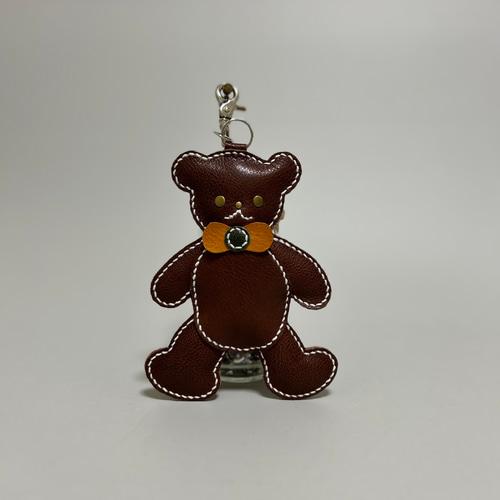 4500円→2000円値下げ 姫路レザーくまちゃんチャーム◇焦げ茶 革