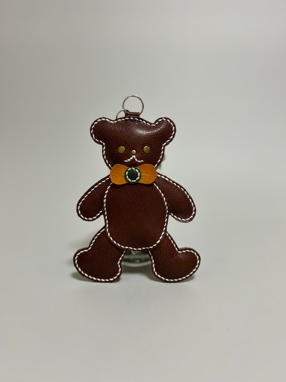 4500円→2000円値下げ 姫路レザーくまちゃんチャーム◇焦げ茶 革