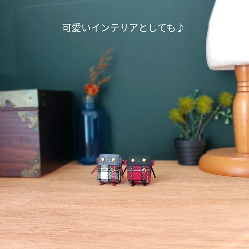 ぬいぐるみロボット ロボchi13号デニム×赤チェック マスコット┃ ロボット