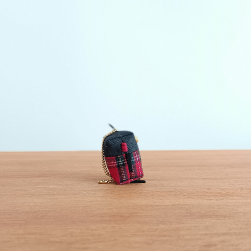 ロボchi13号デニム×赤チェック マスコット┃ ロボット ぬいぐるみ