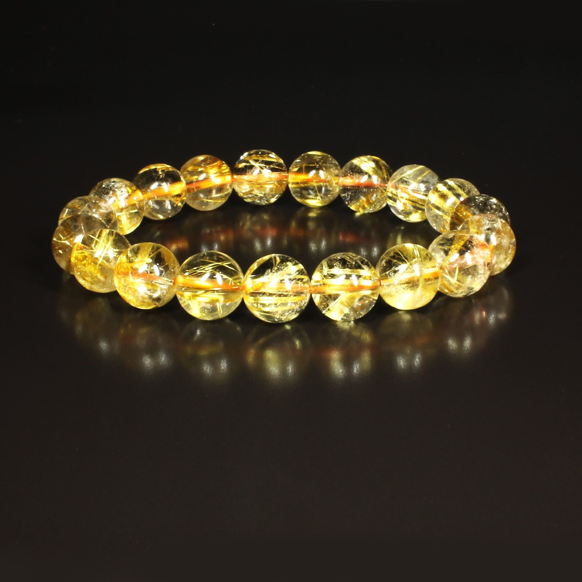 【黄金のオーラが半端ない】１１ミリ 一点物 ゴールド タイチンルチル ブレスレット ＴＰＲ３  水晶のお守り