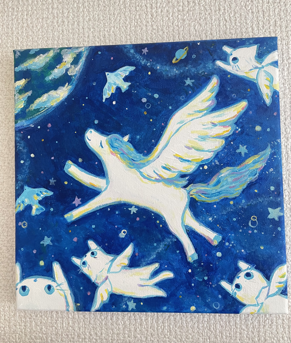 から厳選した アクリル画原画⭐︎ユニコーンと一緒に⭐︎ 絵画 白猫room 絵画