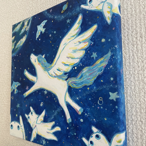 アクリル画原画⭐︎ユニコーンと一緒に⭐︎ 絵画 白猫room