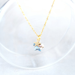 特集掲載【選べる】星に願いを☆　ブルー＆ピンクオパール　コッパー　スター　サージカルステンレス　ネックレス40㎝ 4枚目の画像