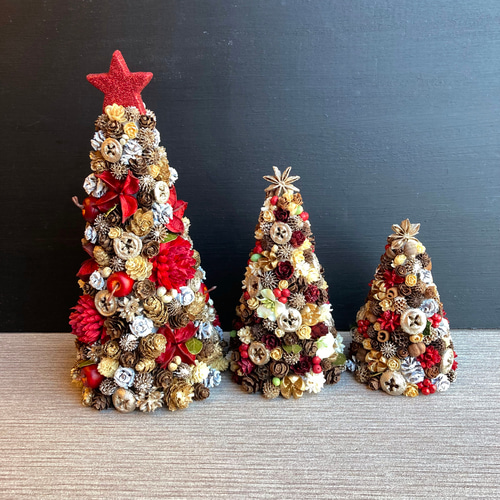 一点物【クリスマス】木の実たっぷりのクリスマスツリー Mサイズ