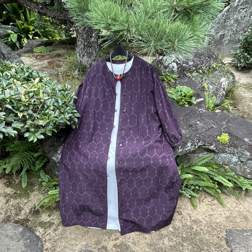 3257 着物　リメイク　羽織ワンピース型 着物リメイク ワンピース ハンドメイド ワンピース さらあお 通販