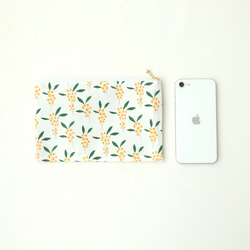 金木犀のフラットポーチ　化粧ポーチ 通帳入れ メガネケース 薬入れ お財布などに 4枚目の画像