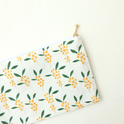 金木犀のフラットポーチ　化粧ポーチ 通帳入れ メガネケース 薬入れ お財布などに 2枚目の画像