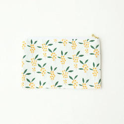 金木犀のフラットポーチ　化粧ポーチ 通帳入れ メガネケース 薬入れ お財布などに 1枚目の画像