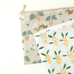 金木犀のフラットポーチ　化粧ポーチ 通帳入れ メガネケース 薬入れ お財布などに 5枚目の画像