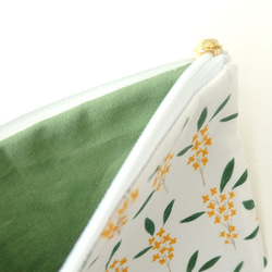 金木犀のフラットポーチ　化粧ポーチ 通帳入れ メガネケース 薬入れ お財布などに 3枚目の画像