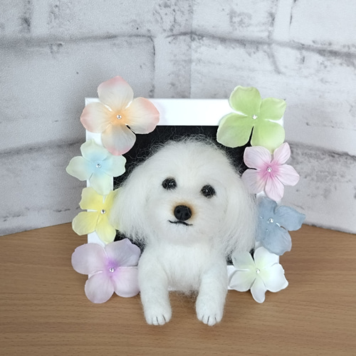 羊毛フェルトハンドメイド犬マルチーズフレーム