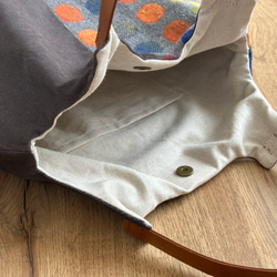 ★秋冬くったりバック★オレンジカラフルドットウール混＆グレーコーデュロイ　【受注製作】 7枚目の画像