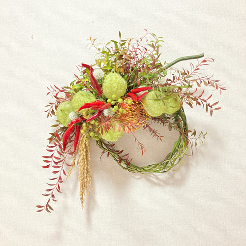 創作スワッグ 実りの秋フウセントウワタ スワッグ