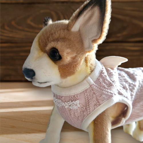 犬服猫服＊エンジェル♪天使の羽&レースモチーフアラン編み柄