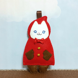 白猫赤ずきんちゃん／フェルトマスコット おもちゃ・人形 もちまる