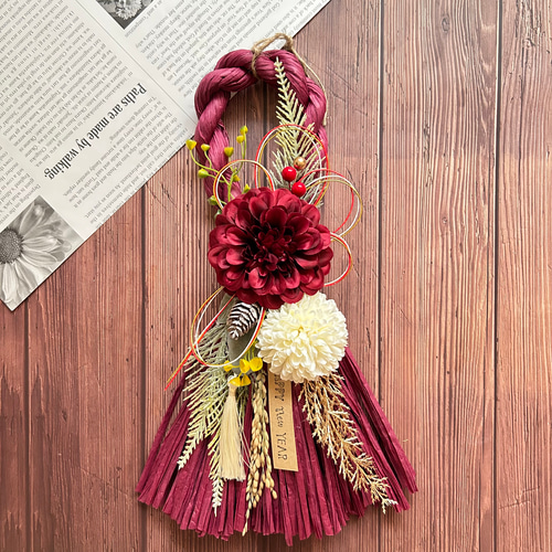 No.122 スワッグしめ縄リース2025 ハンドメイドお正月飾り玄関リース