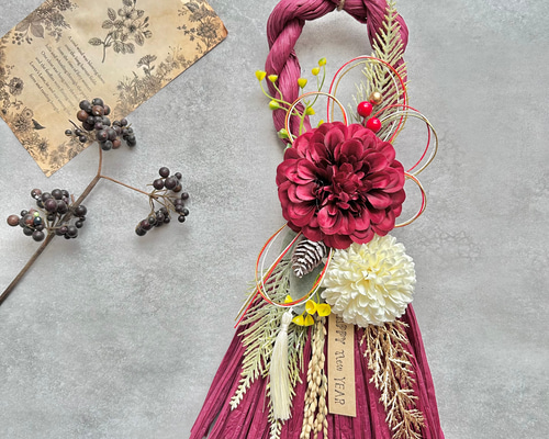 No.122 スワッグしめ縄リース2025 ハンドメイドお正月飾り玄関リース