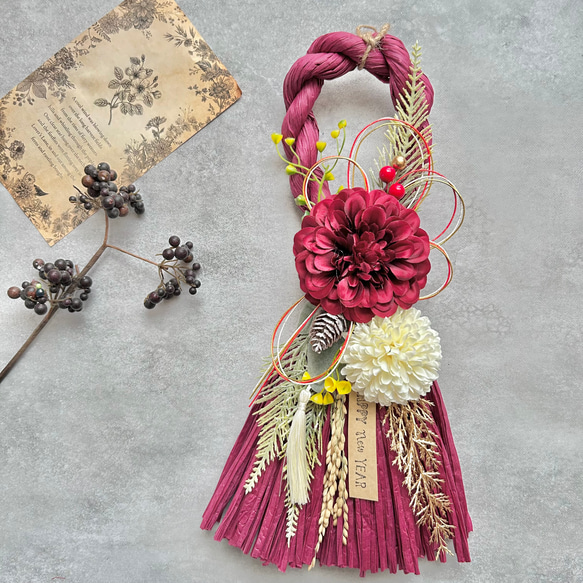 No.122 スワッグしめ縄リース2025 ハンドメイドお正月飾り玄関リース