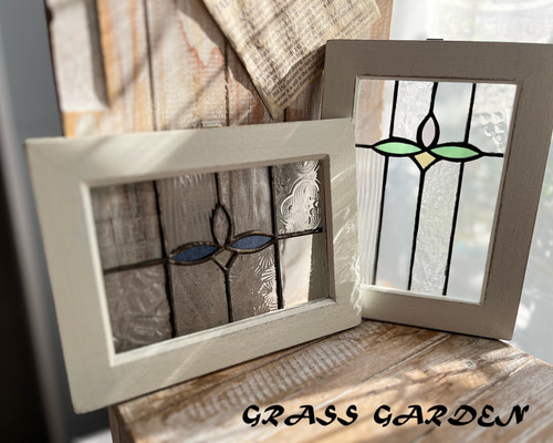 ステンドグラス ミニパネル(ホワイト) その他インテリア雑貨 Grass