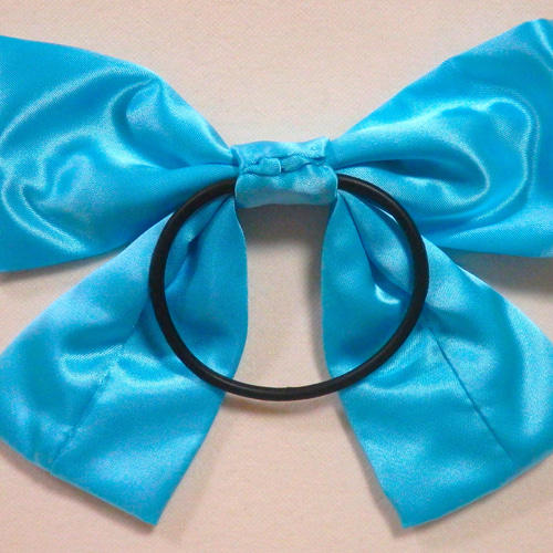 リボン ヘアゴム 水色 サテン 大きめ 発表会 着物 ヘアアクセ コスプレ