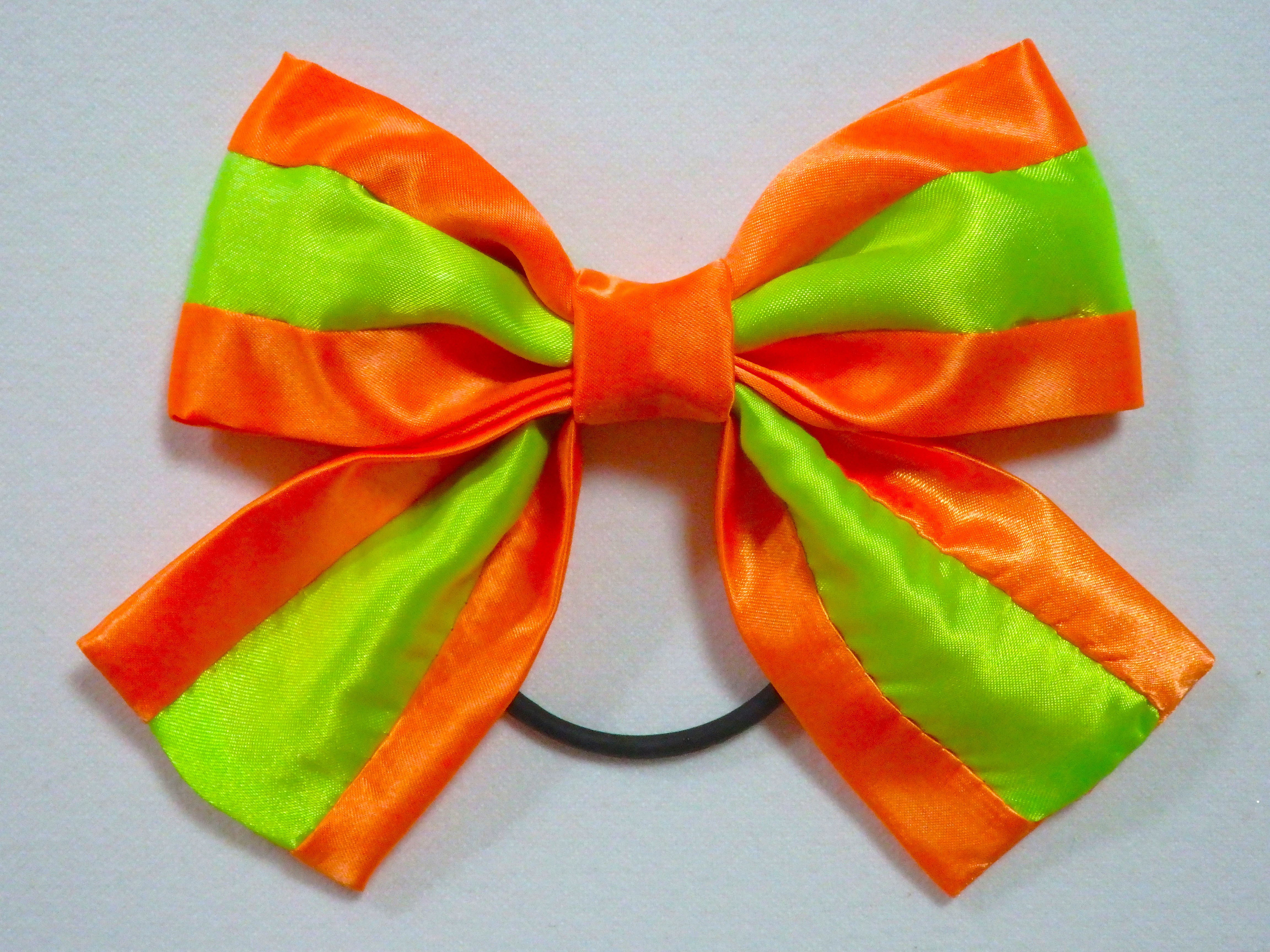リボン ヘアゴム オレンジ ビッグリボン ヘアアクセ サテン