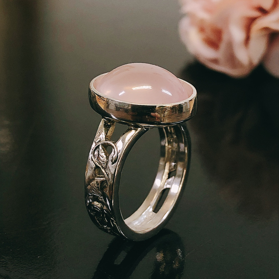 ローズクォーツと朝顔 ✧ シルバーリング