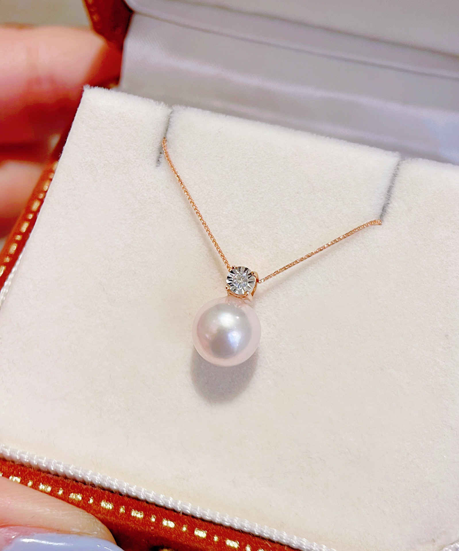 【高級】あこや真珠　ダイヤモンド付きペンダントk18