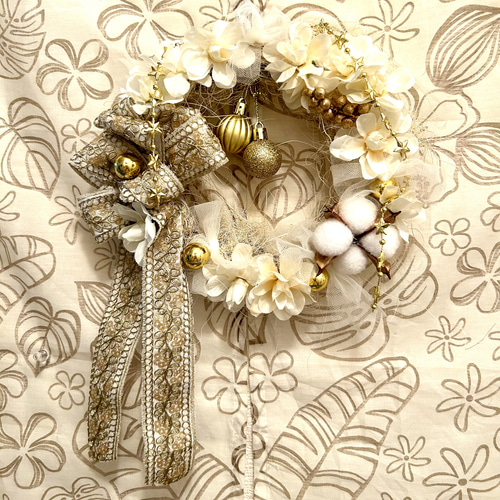 565»◤完売しました◢クリスマスリース*2024ホワイトクリスマス*カネラ