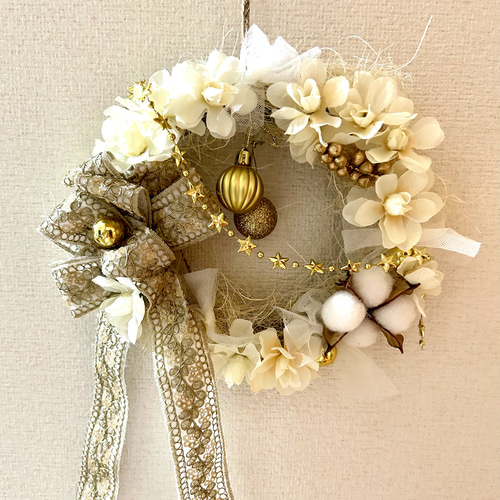 565»◤完売しました◢クリスマスリース*2024ホワイトクリスマス*カネラ
