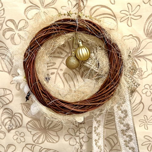 565»◤完売しました◢クリスマスリース*2024ホワイトクリスマス*カネラ