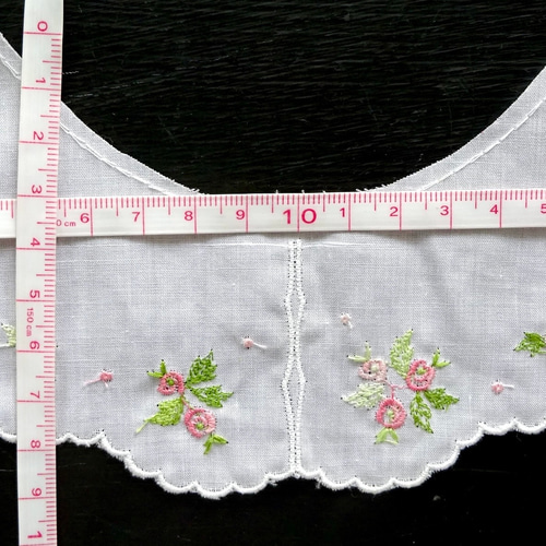 フランス アンティーク 花刺繍 レース 付け襟 創作品 素材 刺繍