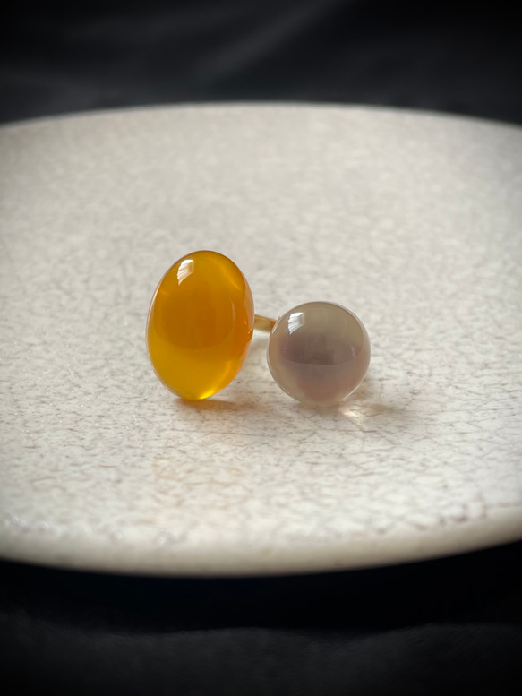 【艶×透明感】私だけの天然石フォークリング　　　フリーサイズ　春アクセサリー 3枚目の画像