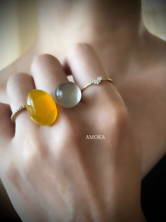 【艶×透明感】私だけの天然石フォークリング　　　フリーサイズ　春アクセサリー 4枚目の画像