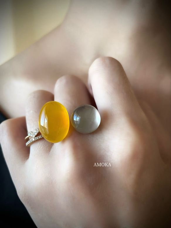 【艶×透明感】私だけの天然石フォークリング　　　フリーサイズ　春アクセサリー 9枚目の画像