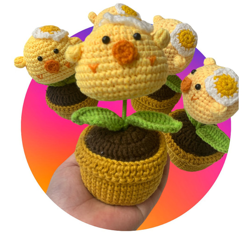VietnamHandmade 手作りあみぐるみ ひよこ型の花